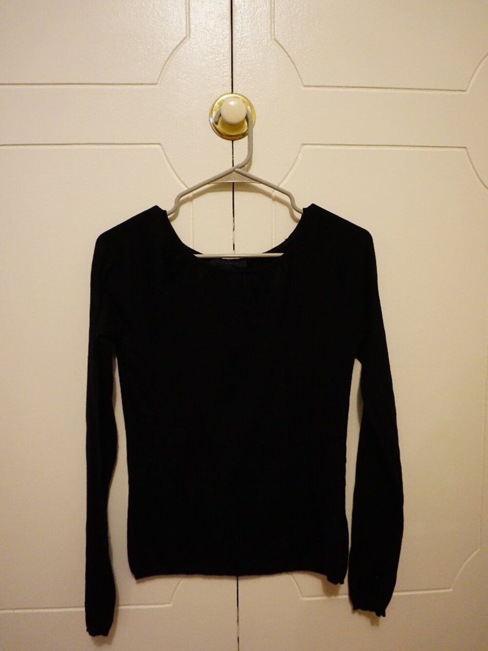 The Limited Silk Knitted Long Sleeve Black Blouse